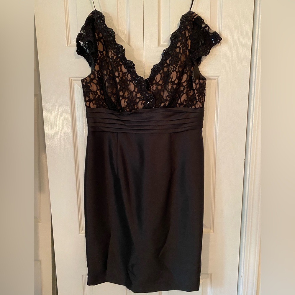 SL Fashions Black Beaded and Sequins Detail Midi Cocktail Dress, size 14 - Picture 2 of 13